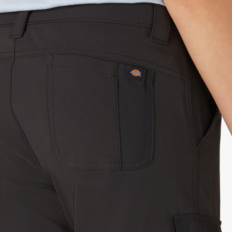 Women's Dickies Cooling Slim Fit Cargo Shorts Black | 9802157-CI