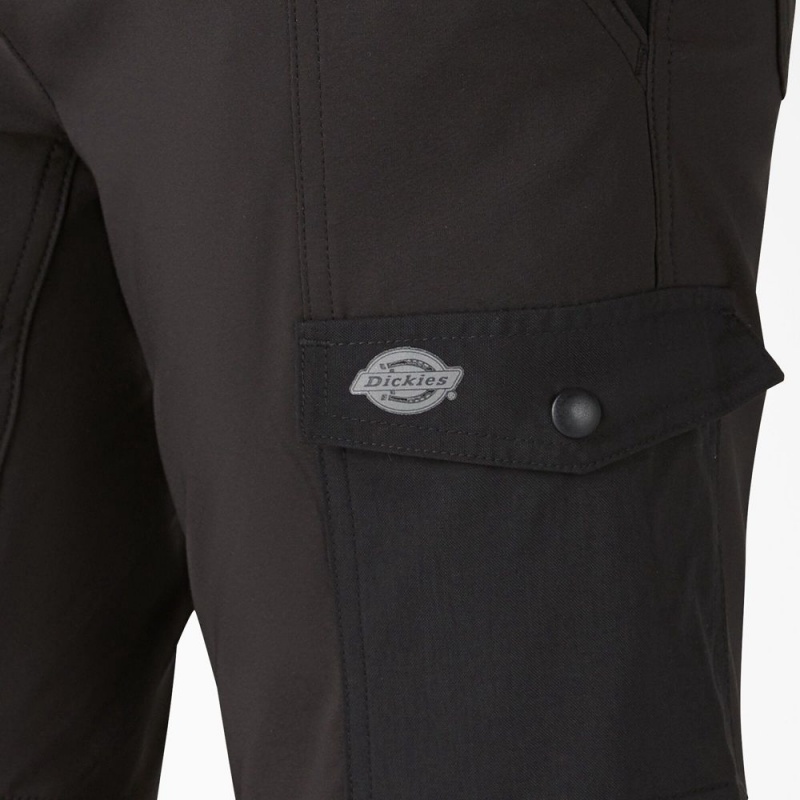 Women's Dickies Cooling Slim Fit Cargo Shorts Black | 9802157-CI