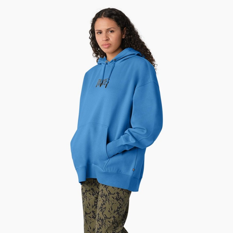 Women's Dickies Creswell Hoodie Blue | 7091658-PX