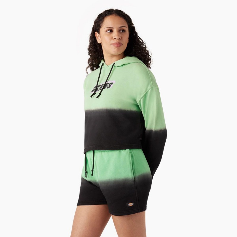 Women's Dickies Cropped Ombre Hoodie Green | 4705261-KE