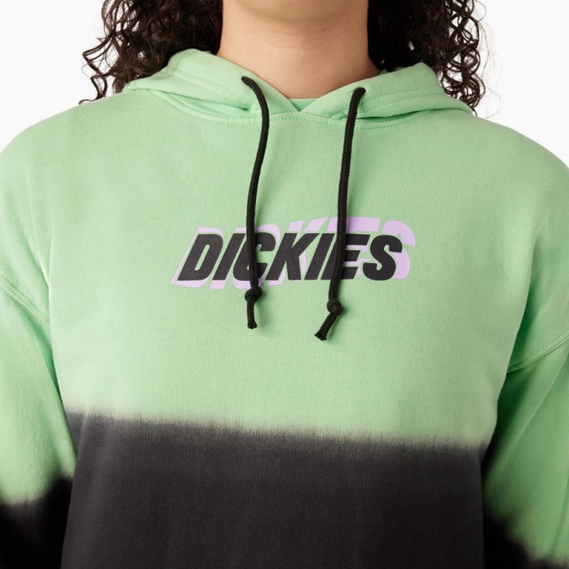 Women's Dickies Cropped Ombre Hoodie Green | 4705261-KE