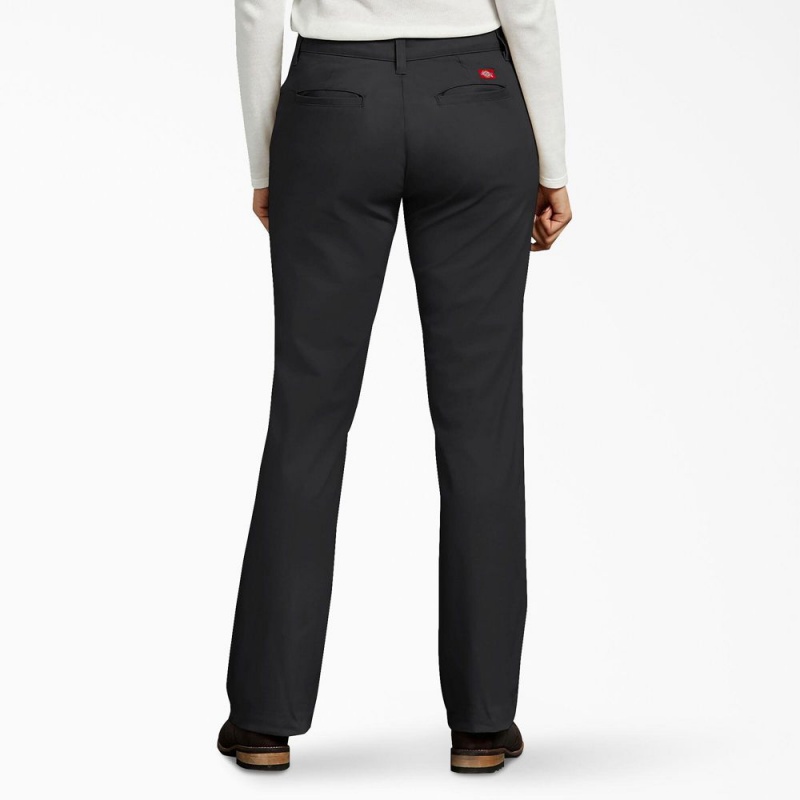 Women's Dickies Curvy Fit Pants Black | 3652479-DC