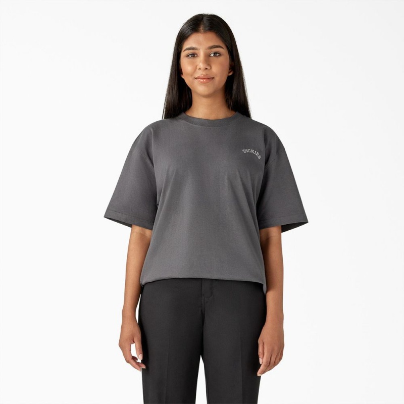 Women's Dickies Eagle Barrel Heavyweight T-Shirt Grey | 6789501-JC