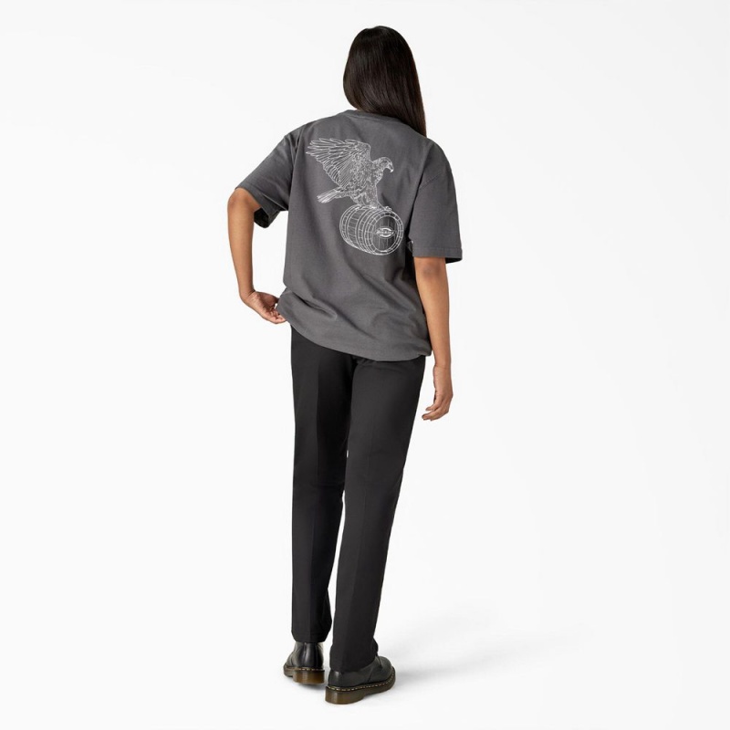 Women's Dickies Eagle Barrel Heavyweight T-Shirt Grey | 6789501-JC