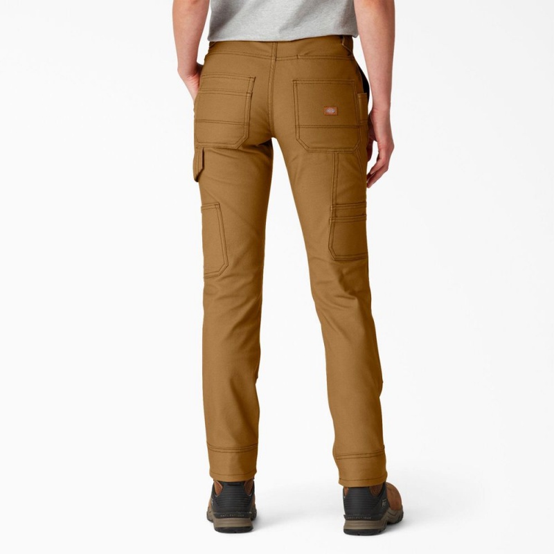 Women's Dickies FLEX DuraTech Straight Fit Pants Brown | 7153602-UL