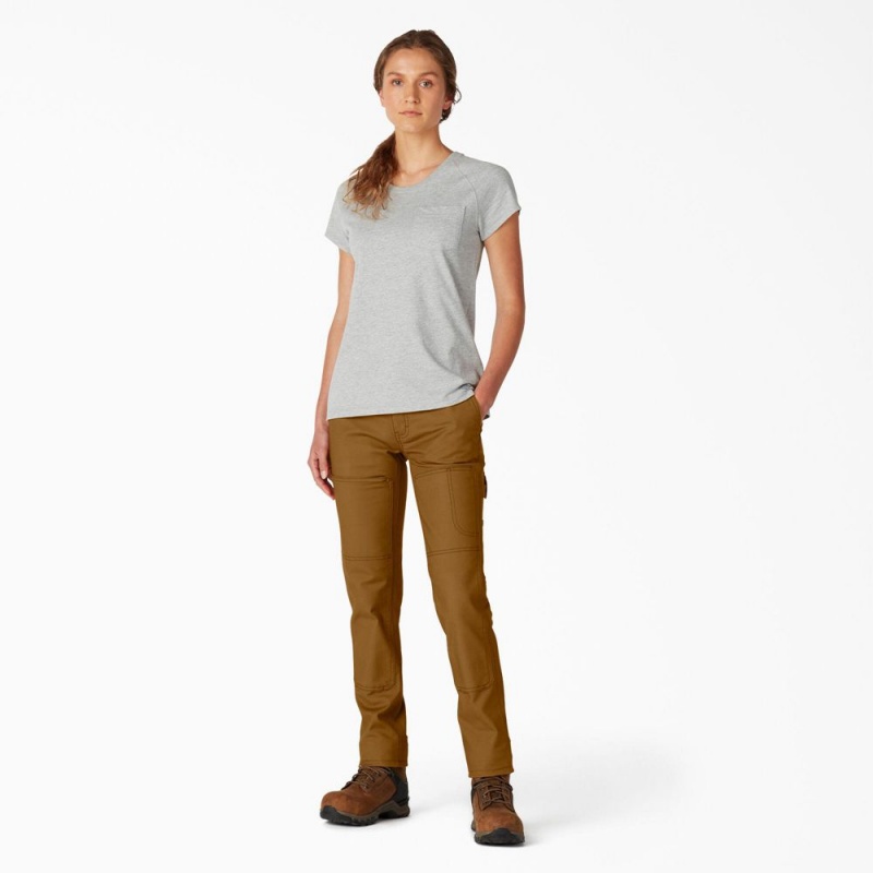 Women's Dickies FLEX DuraTech Straight Fit Pants Brown | 7153602-UL