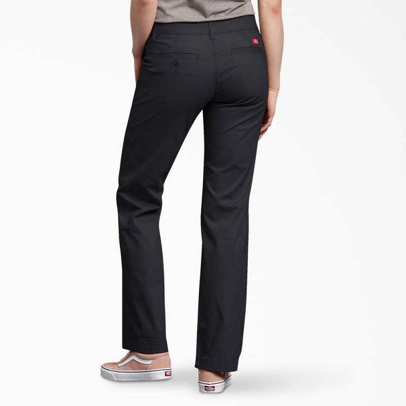 Women's Dickies FLEX Relaxed Fit Pants Black | 1952083-HW