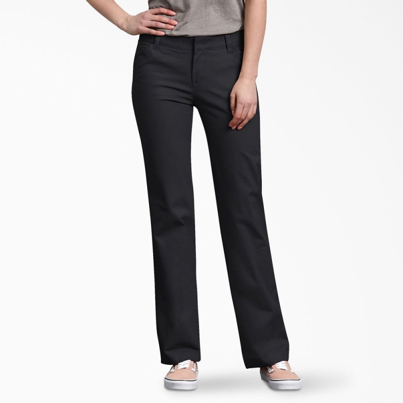 Women\'s Dickies FLEX Relaxed Fit Pants Black | 1952083-HW