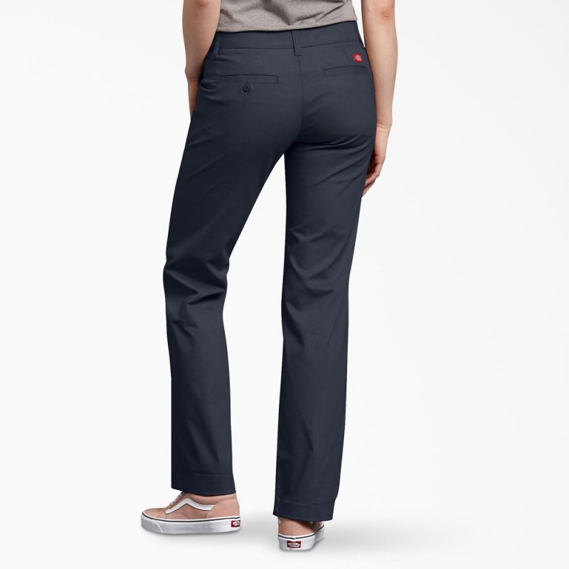 Women's Dickies FLEX Relaxed Fit Pants Navy | 1407659-MZ