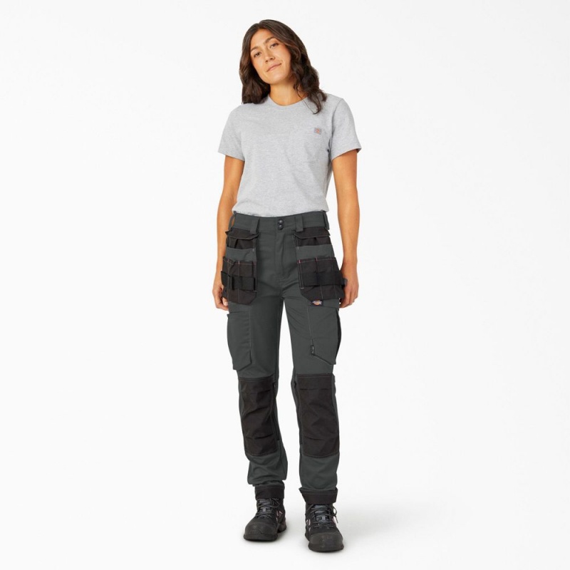 Women's Dickies FLEX Relaxed Fit Work Pants Grey | 3042816-FQ