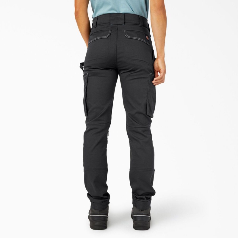 Women's Dickies FLEX Relaxed Fit Work Pants Black | 8704391-HF