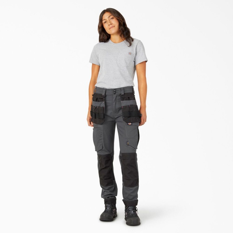 Women's Dickies FLEX Relaxed Fit Work Pants Grey | 4065871-DE