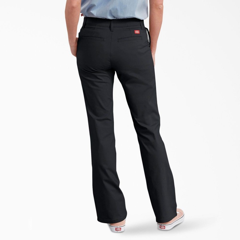 Women's Dickies FLEX Slim Fit Bootcut Pants Black | 7930154-UH