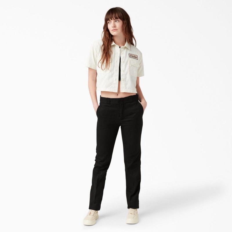 Women's Dickies FLEX Slim Fit Pants Black | 7968524-BY