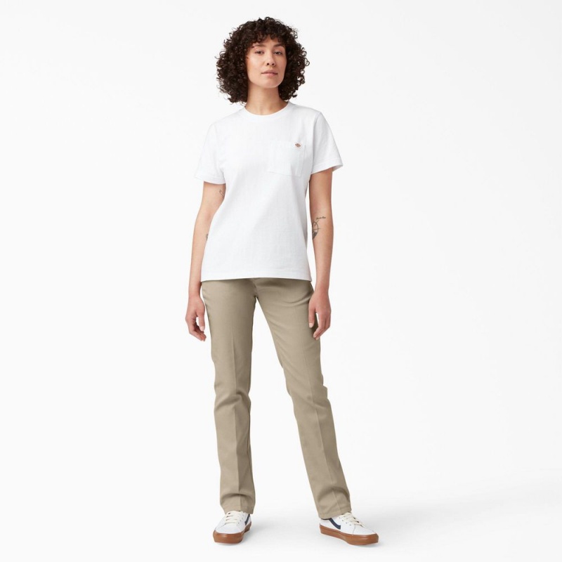 Women's Dickies FLEX Slim Fit Pants Grey | 1643027-GE