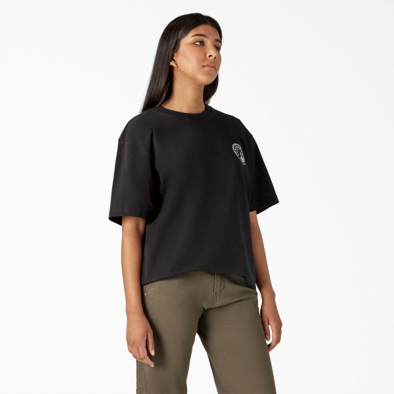 Women's Dickies Full Throttle Heavyweight T-Shirt Black | 3695104-FX