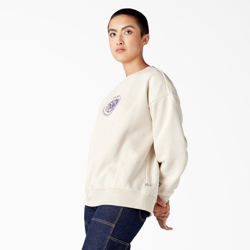 Women's Dickies Garden Plain Sweatshirt Beige | 9123675-WJ