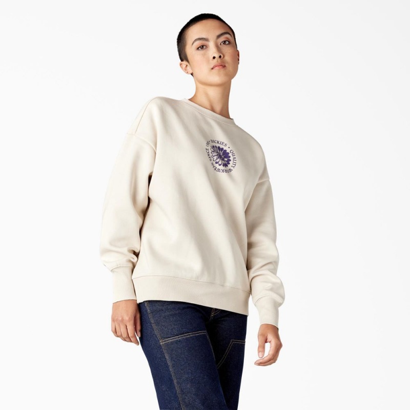 Women's Dickies Garden Plain Sweatshirt Beige | 9123675-WJ