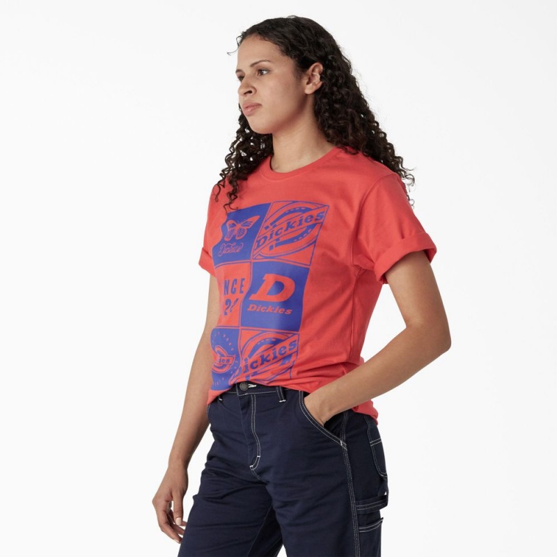 Women's Dickies Graphic Band T-Shirt Pink | 7921045-TE