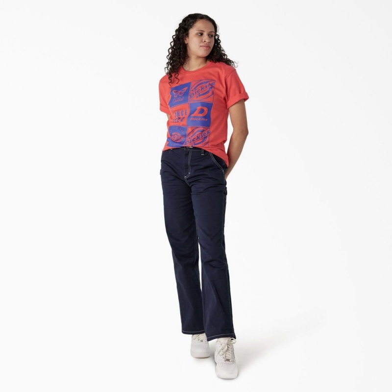 Women's Dickies Graphic Band T-Shirt Pink | 7921045-TE