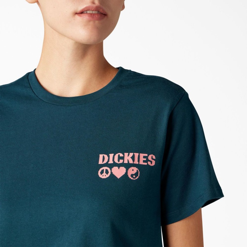 Women's Dickies Graphic T-Shirt Blue | 1430968-WH