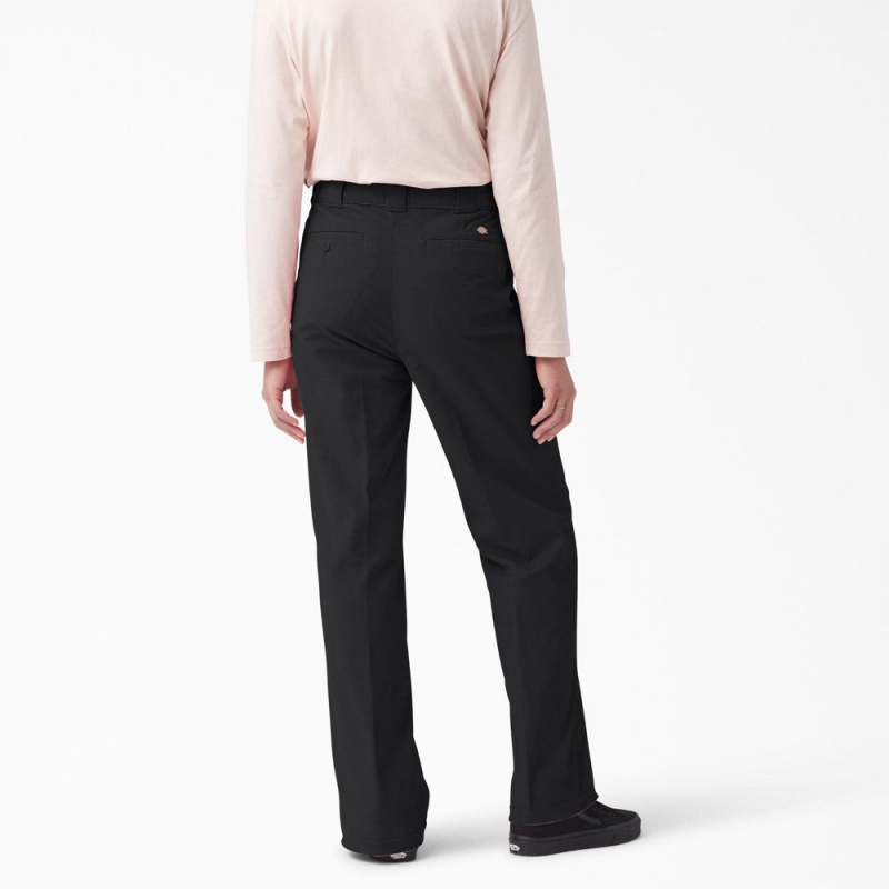 Women's Dickies Halleyville Regular Fit Wide Leg Corduroy Pants Black | 2690438-ND