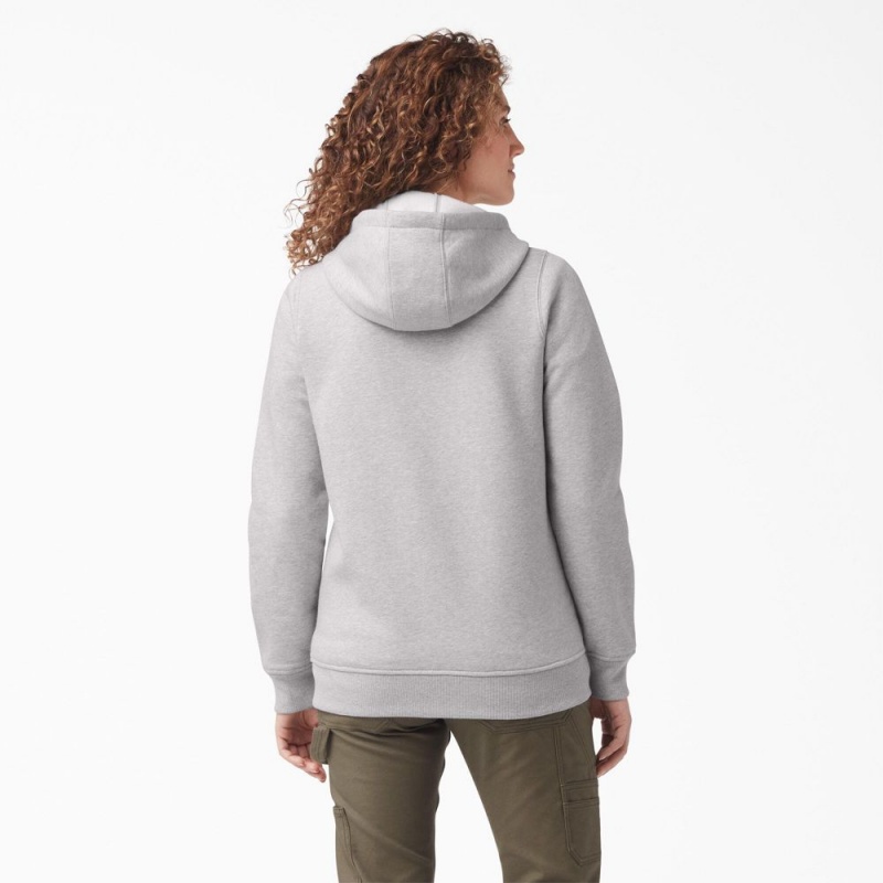 Women's Dickies Heavyweight Full-Zip Fleece Hoodie Grey | 1795283-IP