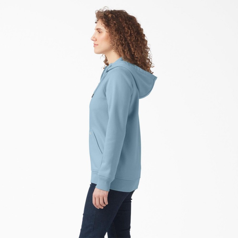 Women's Dickies Heavyweight Full-Zip Fleece Hoodie Blue | 8275146-DC