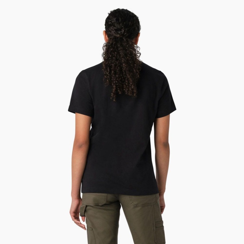 Women's Dickies Heavyweight Logo T-Shirt Black | 2930815-YU