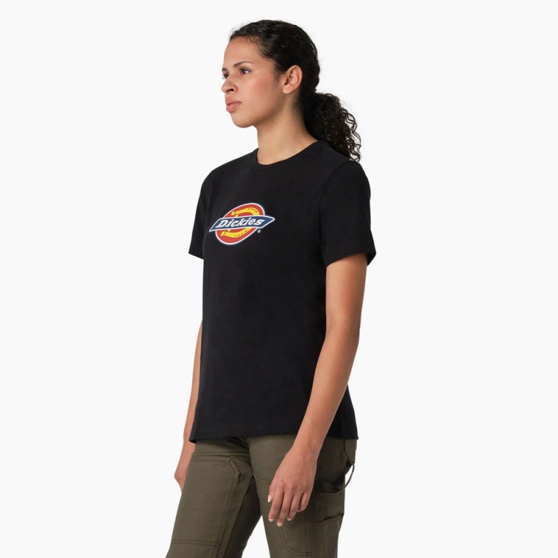 Women's Dickies Heavyweight Logo T-Shirt Black | 2930815-YU