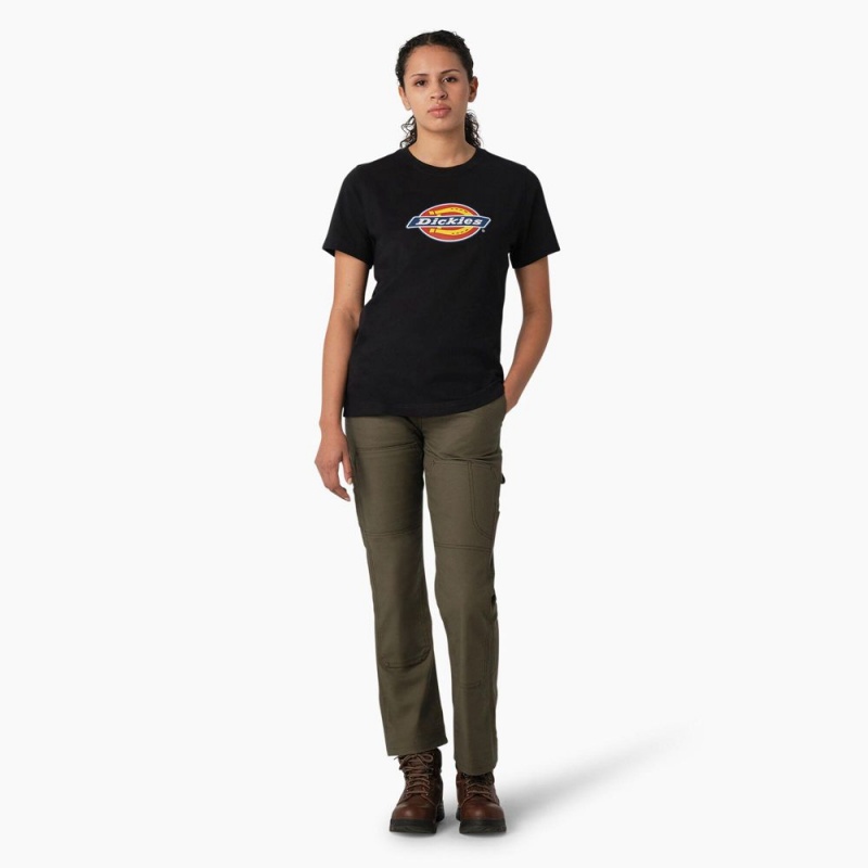 Women's Dickies Heavyweight Logo T-Shirt Black | 2930815-YU