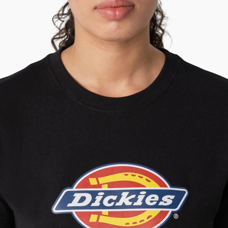 Women's Dickies Heavyweight Logo T-Shirt Black | 2930815-YU