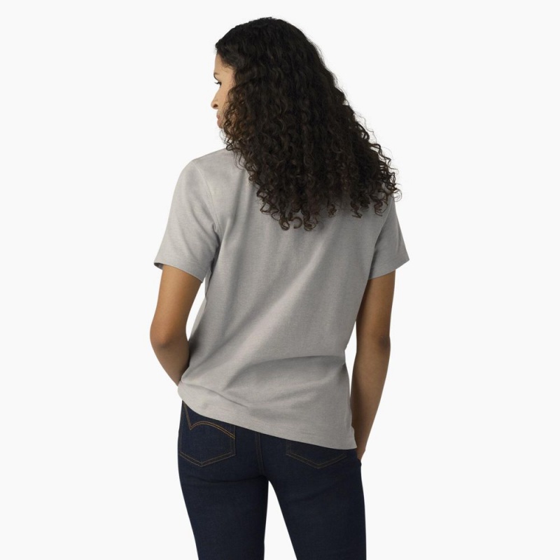 Women's Dickies Heavyweight Logo T-Shirt Grey | 8054972-GX