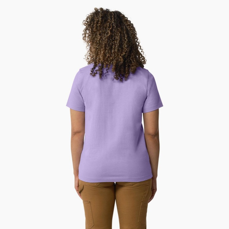 Women's Dickies Heavyweight Logo T-Shirt Purple | 4216375-TZ