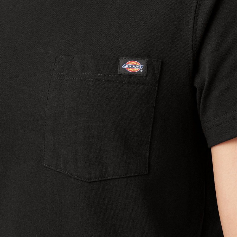 Women's Dickies Heavyweight Short Sleeve Pocket T-Shirt Black | 5420673-YE