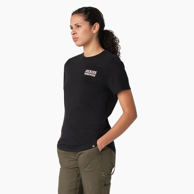 Women's Dickies Heavyweight Workwear Graphic T-Shirt Black | 2374618-CN