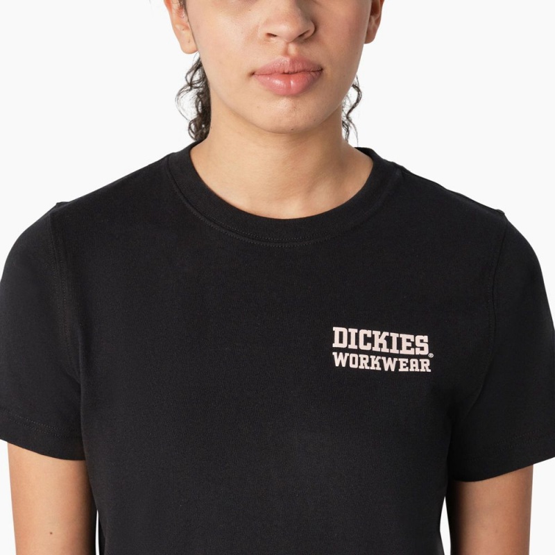 Women's Dickies Heavyweight Workwear Graphic T-Shirt Black | 2374618-CN