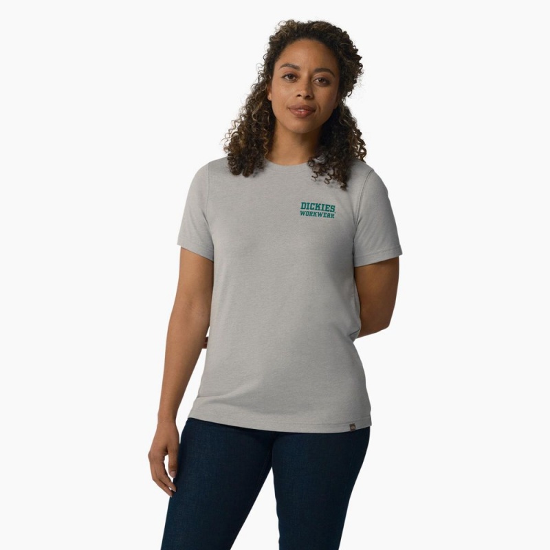 Women's Dickies Heavyweight Workwear Graphic T-Shirt Grey | 9045731-HF