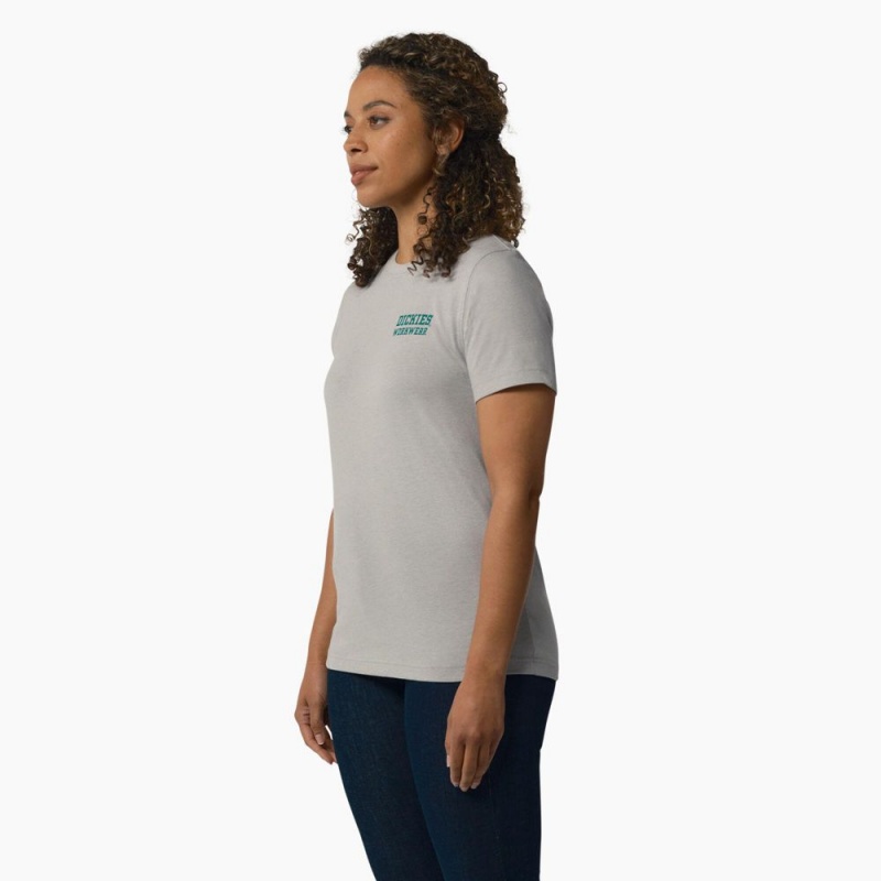 Women's Dickies Heavyweight Workwear Graphic T-Shirt Grey | 9045731-HF