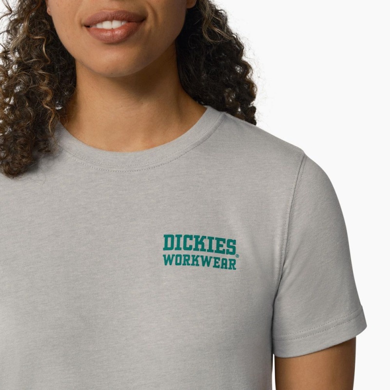 Women's Dickies Heavyweight Workwear Graphic T-Shirt Grey | 9045731-HF