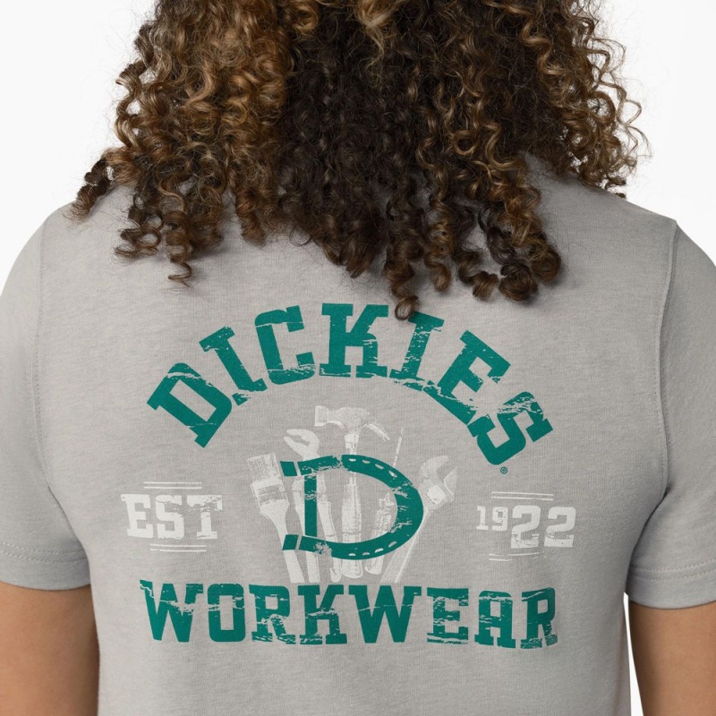 Women's Dickies Heavyweight Workwear Graphic T-Shirt Grey | 9045731-HF