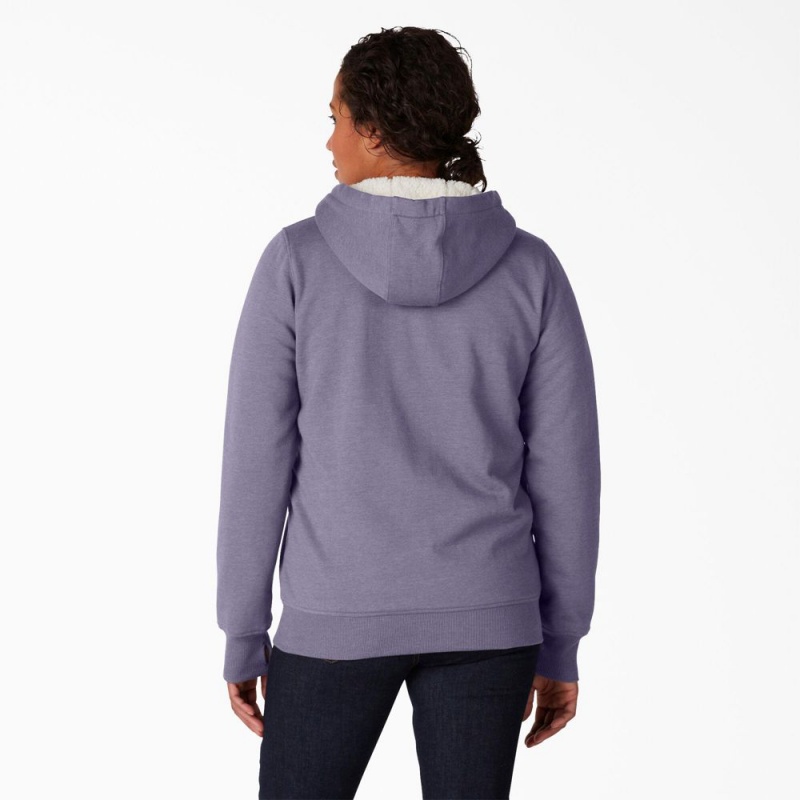 Women's Dickies High Pile Fleece Lined Hoodie Purple | 0581249-LS