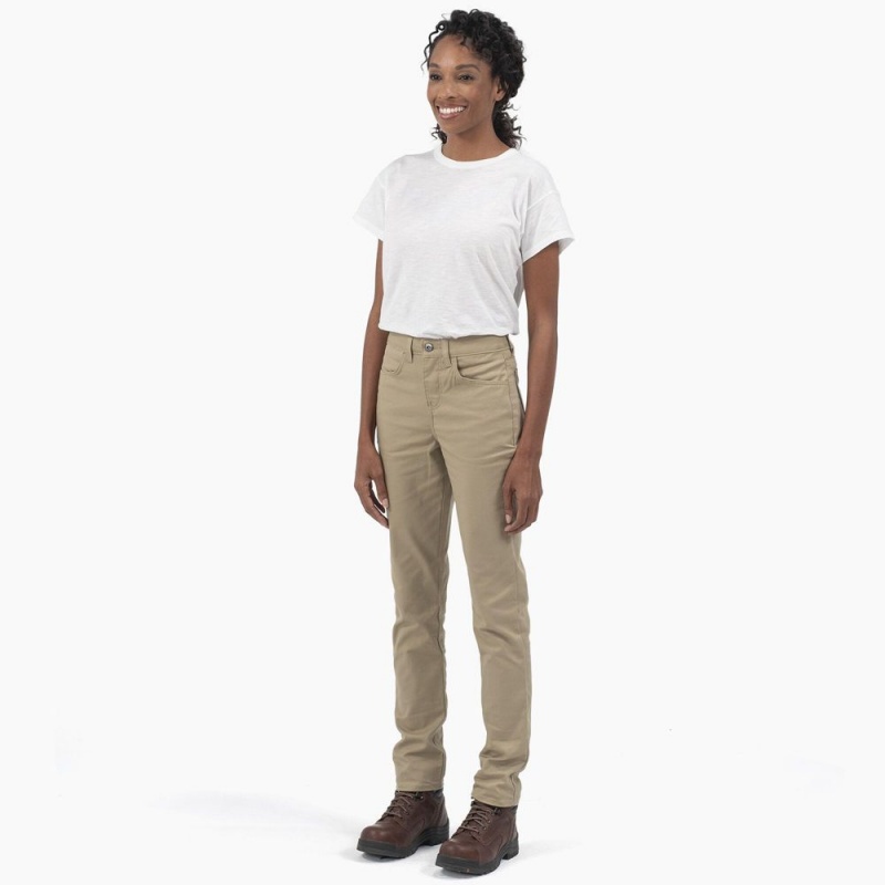 Women's Dickies High Rise Skinny Twill Pants Grey | 2967014-QH