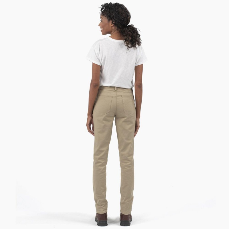 Women's Dickies High Rise Skinny Twill Pants Grey | 2967014-QH