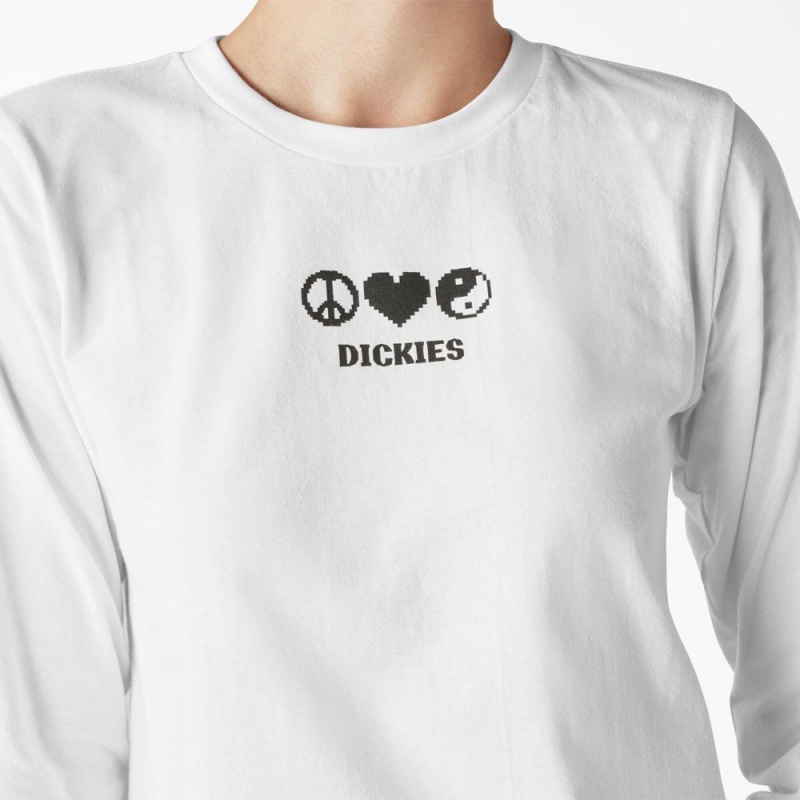 Women's Dickies Long Sleeve Graphic T-Shirt White | 5829637-NK