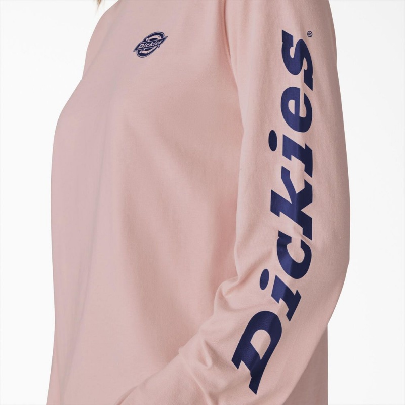 Women's Dickies Long Sleeve Heavyweight Graphic T-Shirt Pink | 0681923-VG