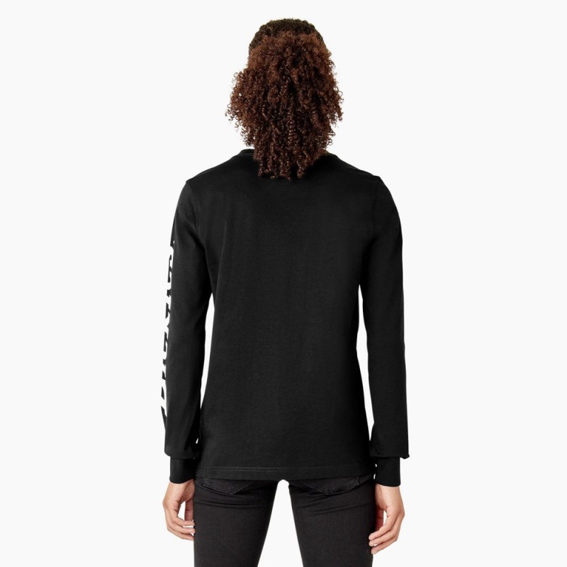 Women's Dickies Long Sleeve Heavyweight Graphic T-Shirt Black | 4820715-ZB