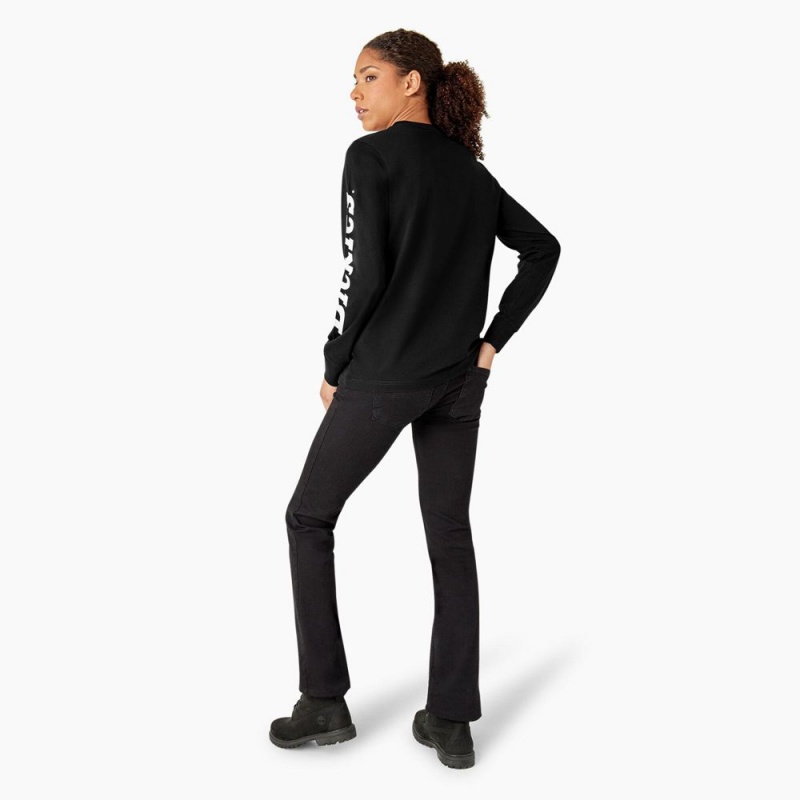 Women's Dickies Long Sleeve Heavyweight Graphic T-Shirt Black | 4820715-ZB