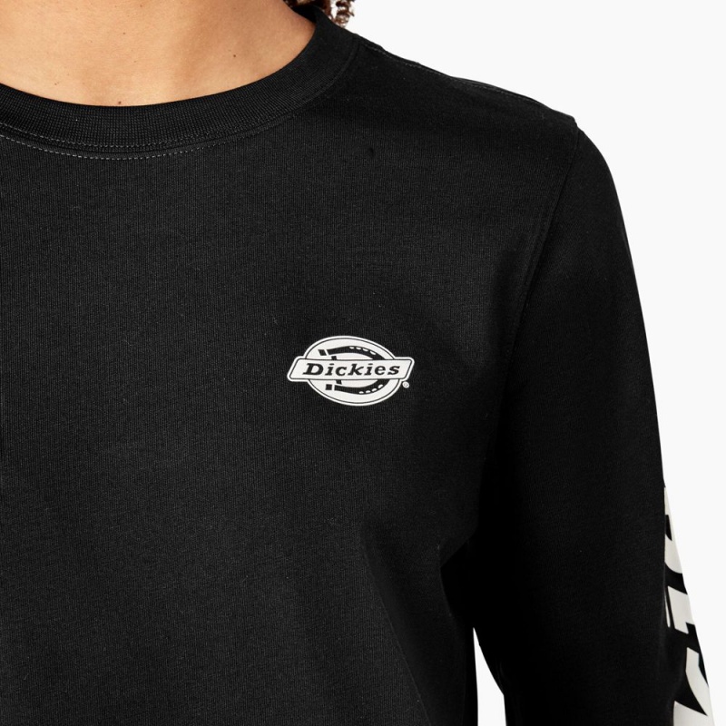 Women's Dickies Long Sleeve Heavyweight Graphic T-Shirt Black | 4820715-ZB