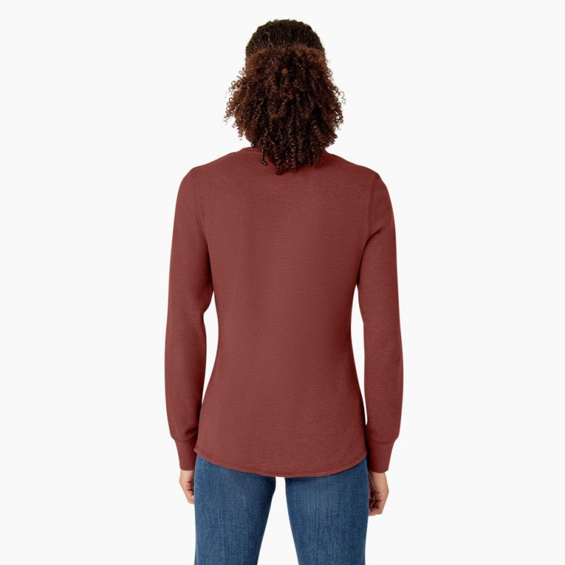 Women's Dickies Long Sleeve Thermal T-Shirt Red | 2751438-XM